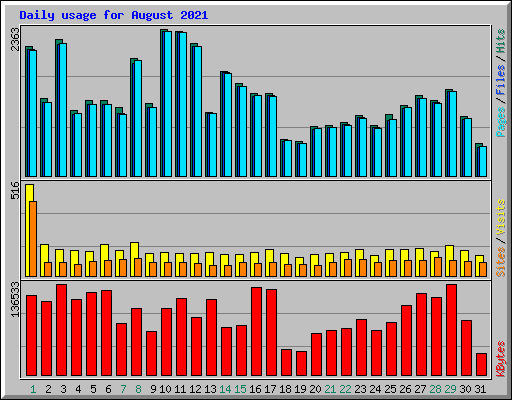 Daily usage for August 2021