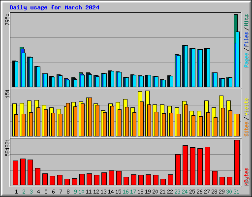 Daily usage for March 2024