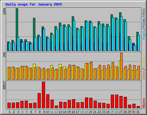 Daily usage for January 2025
