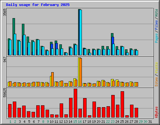 Daily usage for February 2025